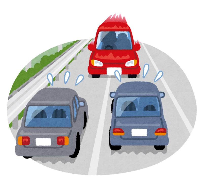 高速道路の正面から逆走してくる赤い車
